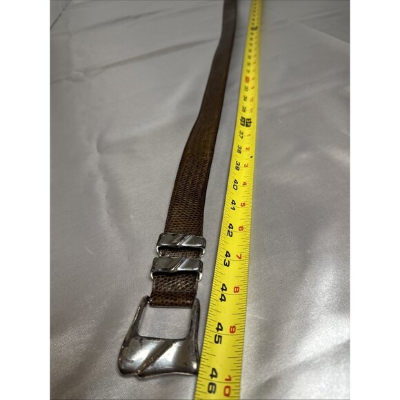 Claudio Orciani Brown Genuine Leather Belt W/Snake Print & Silver Buckle Design - Picture 3 of 8